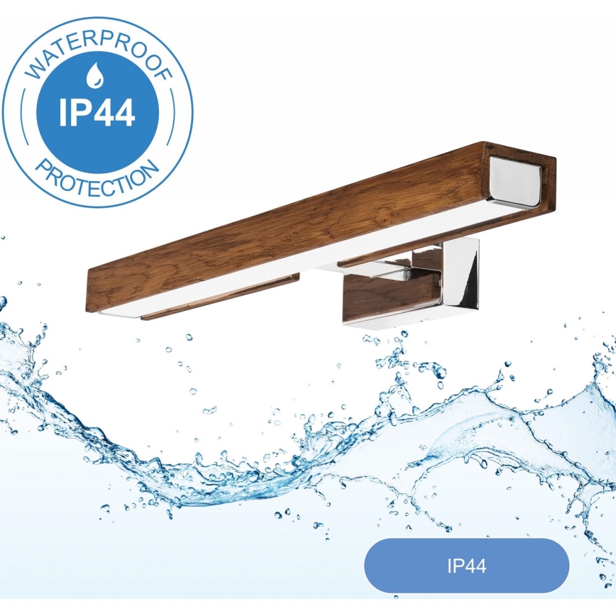 Brilagi - LED Підсвітка для дзеркала для ванної WOODY MIRROR LED/8W/230V 40 см IP44 дуб вишня/глянцевий хром