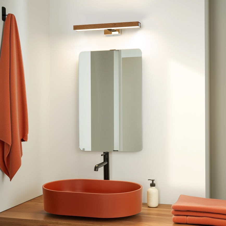 Brilagi - LED Підсвітка для дзеркала для ванної WOODY MIRROR LED/8W/230V 40 см IP44 дуб вишня/глянцевий хром