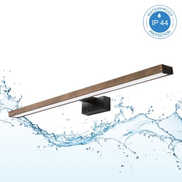 Brilagi - LED-підсвітка дзеркала для ванної 3-в-1 WOODY MIRROR LED/15W/230V 80 cm IP44 чорний/дуб-горіх