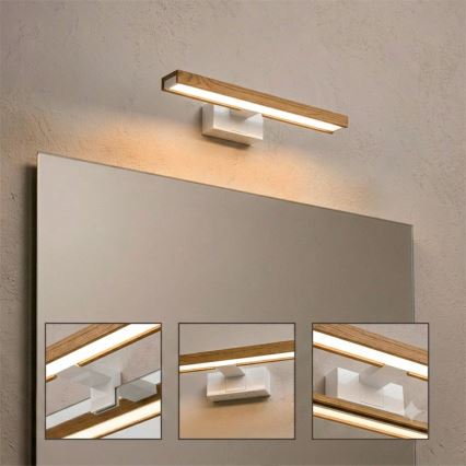 Brilagi - LED-освітлення дзеркала для ванної 3в1 WOODY MIRROR LED/8W/230V 40 cm IP44 білий/дуб