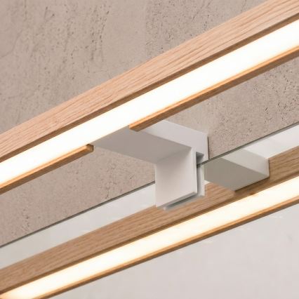 Brilagi - LED-освітлення дзеркала для ванної 3в1 WOODY MIRROR LED/8W/230V 40 cm IP44 білий/дуб