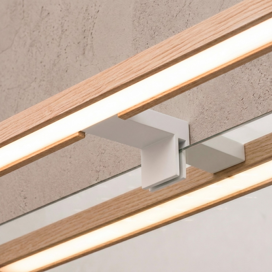 Brilagi - LED-освітлення дзеркала для ванної 3в1 WOODY MIRROR LED/8W/230V 40 cm IP44 білий/дуб