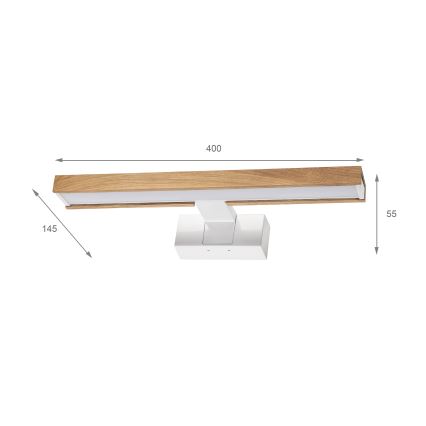 Brilagi - LED-освітлення дзеркала для ванної 3в1 WOODY MIRROR LED/8W/230V 40 cm IP44 білий/дуб