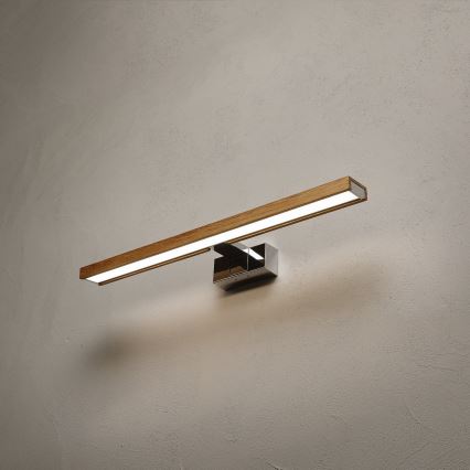 Brilagi - LED-освітлення для дзеркала у ванній WOODY MIRROR 3v1 LED/12W/230V 60 см IP44 глянцевий хром/дуб
