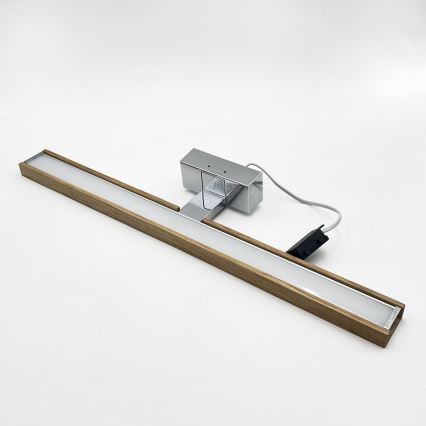 Brilagi - LED-освітлення для дзеркала у ванній WOODY MIRROR 3v1 LED/12W/230V 60 см IP44 глянцевий хром/дуб