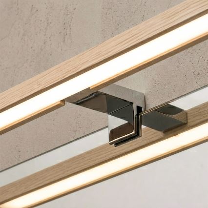 Brilagi - LED-освітлення для дзеркала у ванній WOODY MIRROR 3v1 LED/12W/230V 60 см IP44 глянцевий хром/дуб