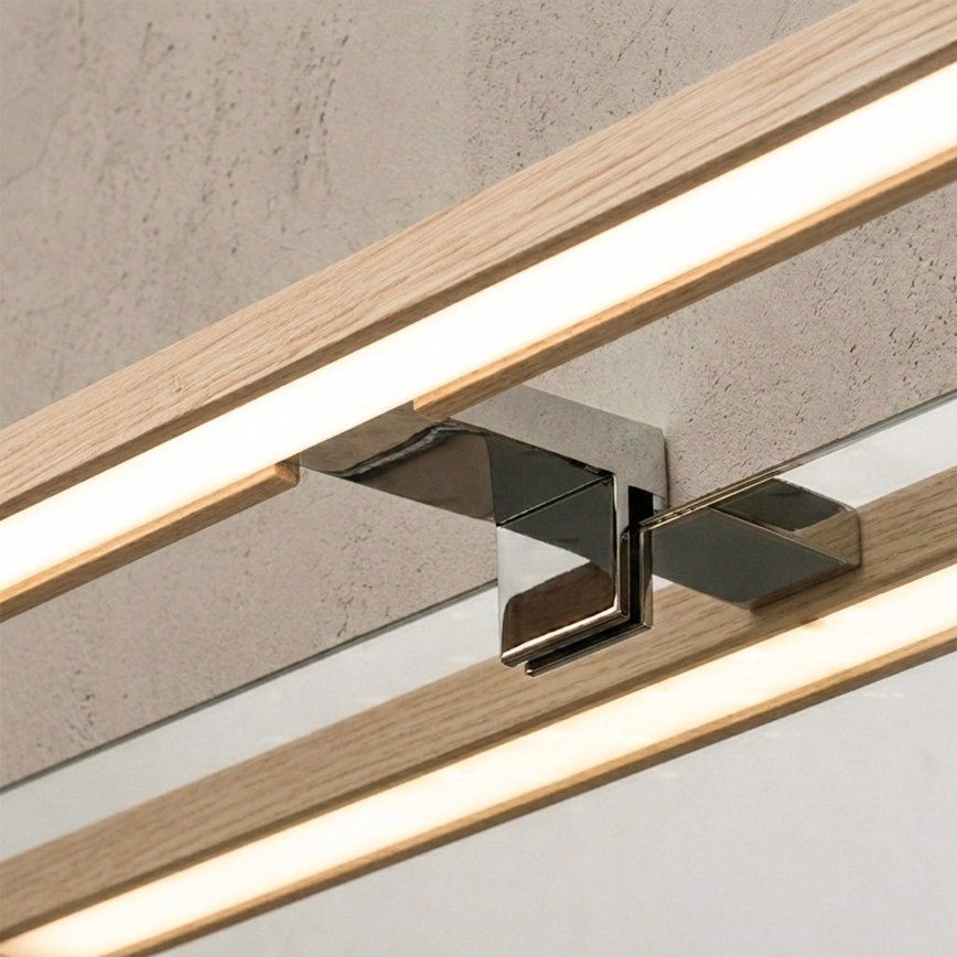 Brilagi - LED-освітлення для дзеркала у ванній WOODY MIRROR 3v1 LED/12W/230V 60 см IP44 глянцевий хром/дуб