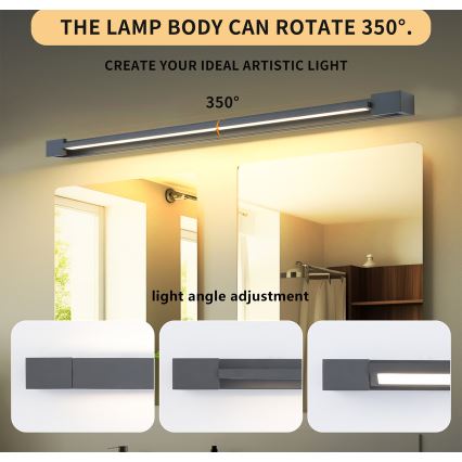Brilagi - LED-підсвітка дзеркала для ванної AQUA LINE LED/36W/230V 120 см IP44 антрацит CRI 90