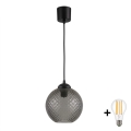 BRILAGI - LED-підвіс на тросі RETRO GLASS 1xE27/60W/230V Ø 18 см чорний/димчасто-сірий