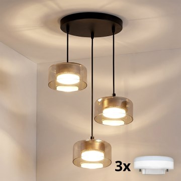 Brilagi - LED Підвісна люстра на тросі AURA LUX 3xGX53/30W/230V чорна/золота