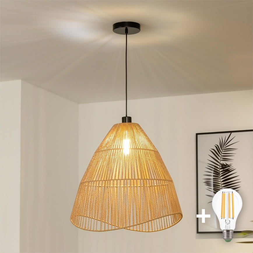 Brilagi - LED-підвісна люстра на тросі CERIA BOHO 1xE27/40W/230V, діам. 70 см, коричнева