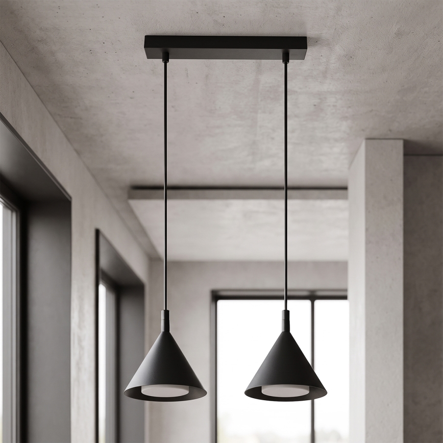 BRILAGI - LED Підвісна люстра на тросі CONE DOUBLE 2xGX53/15W/230V чорна