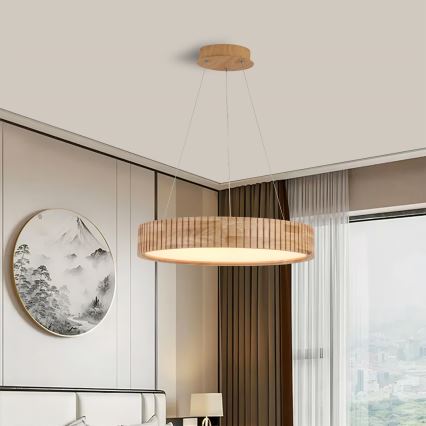 Brilagi - LED-люстра на тросі FALCON WOOD MODERN LED/30W/230V 3000/4000/6000K, діаметр 45 см, дерев'яна