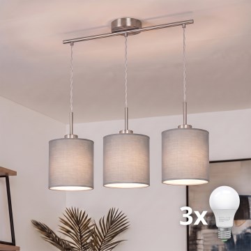 Brilagi - LED підвісна люстра на тросі NUBILA 3xE27/60W/230V світло-сіра