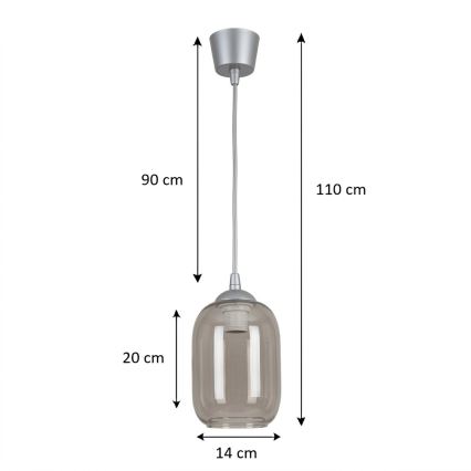 BRILAGI - LED-люстра на тросі RETRO GLASS 1xE27/60W/230V діаметр 14 см срібляста/димчасто-сіра