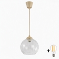 BRILAGI - LED підвісна люстра на тросі RETRO GLASS 1xE27/60W/230V, діаметр 25 см, бежевий/прозорий