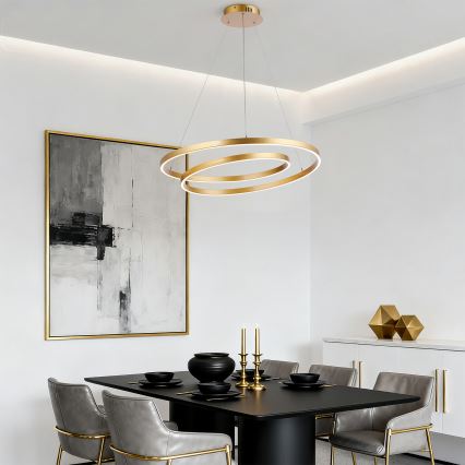 Brilagi - LED-люстра з регулюванням яскравості на тросі TWISTER LED/75W/230V 3000-6000K діам. 70 см, золота + пульт дистанційного керування