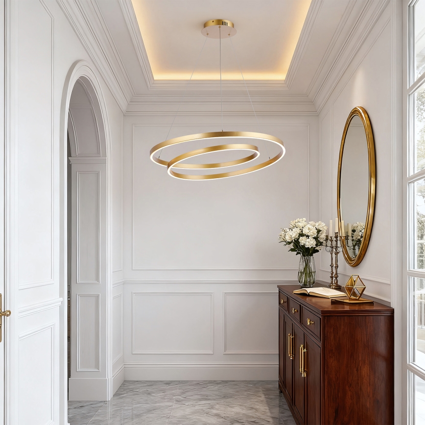 Brilagi - LED-люстра з регулюванням яскравості на тросі TWISTER LED/75W/230V 3000-6000K діам. 70 см, золота + пульт дистанційного керування