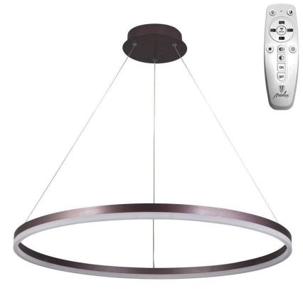 Брілагі - димований LED-підвіс на тросі СІРКЛ LED/55W/230V 3000-6500K діам. 80 см, коричневий + пульт дистанційного керування