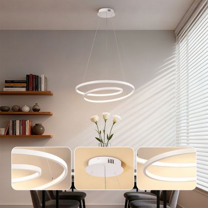 Brilagi - LED-люстра з регулюванням яскравості на тросі TWISTER LED/48W/230V 3000-6000K діаметр 50 см біла + пульт дистанційного керування