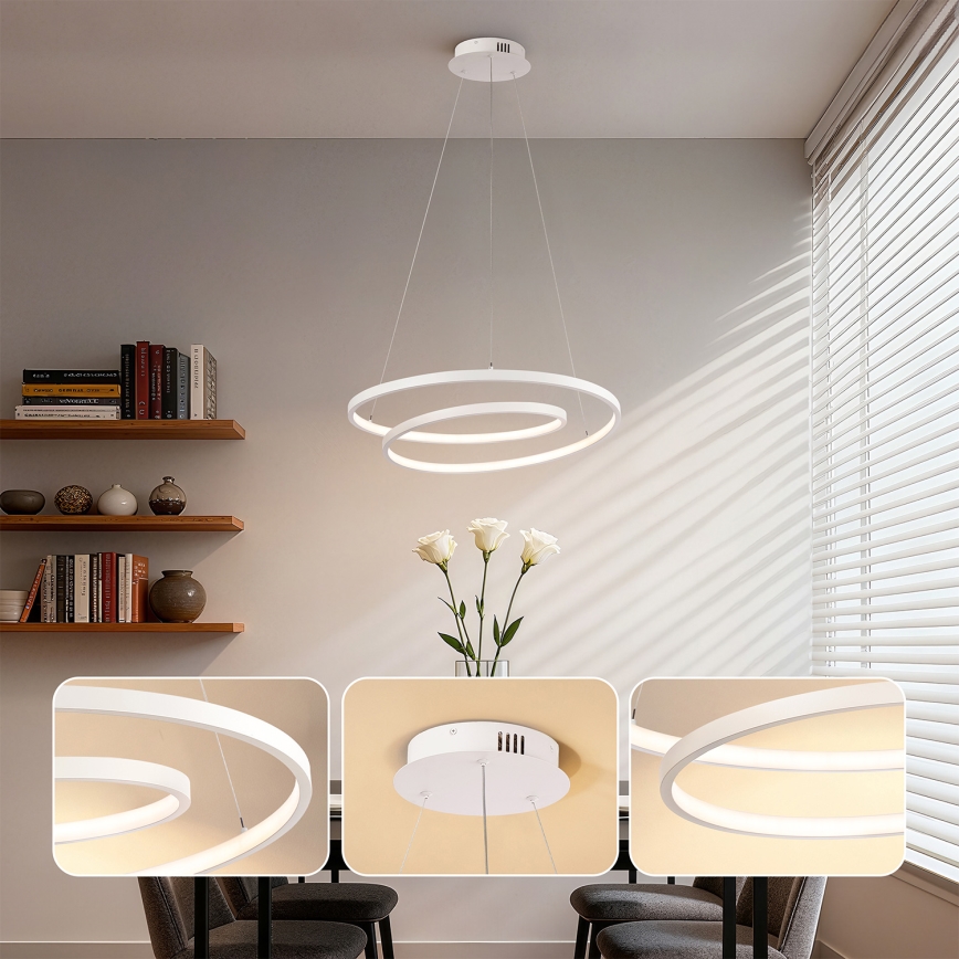 Brilagi - LED-люстра з регулюванням яскравості на тросі TWISTER LED/48W/230V 3000-6000K діаметр 50 см біла + пульт дистанційного керування
