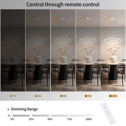 Brilagi - LED-люстра з регулюванням яскравості на тросі TWISTER LED/48W/230V 3000-6000K діаметр 50 см біла + пульт дистанційного керування