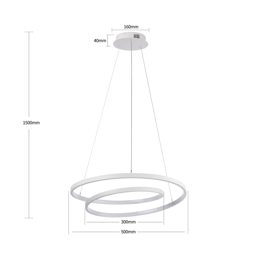 Brilagi - LED-люстра з регулюванням яскравості на тросі TWISTER LED/48W/230V 3000-6000K діаметр 50 см біла + пульт дистанційного керування