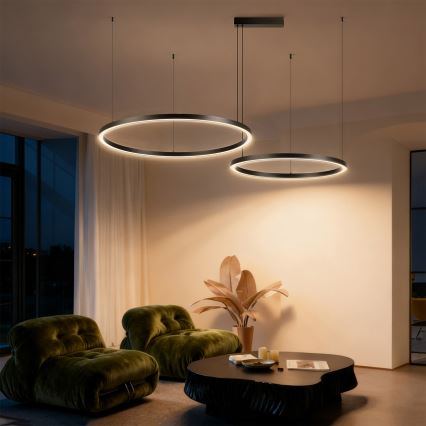 Brilagi - LED-люстра з регулюванням яскравості на тросі PORTOFINO LED/98W/230V 3000-6000K чорна + пульт дистанційного керування