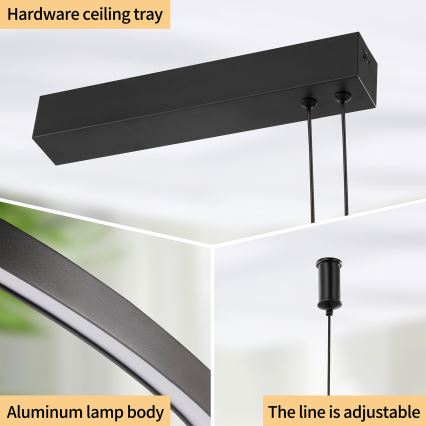 Brilagi - LED-люстра з регулюванням яскравості на тросі PORTOFINO LED/98W/230V 3000-6000K чорна + пульт дистанційного керування