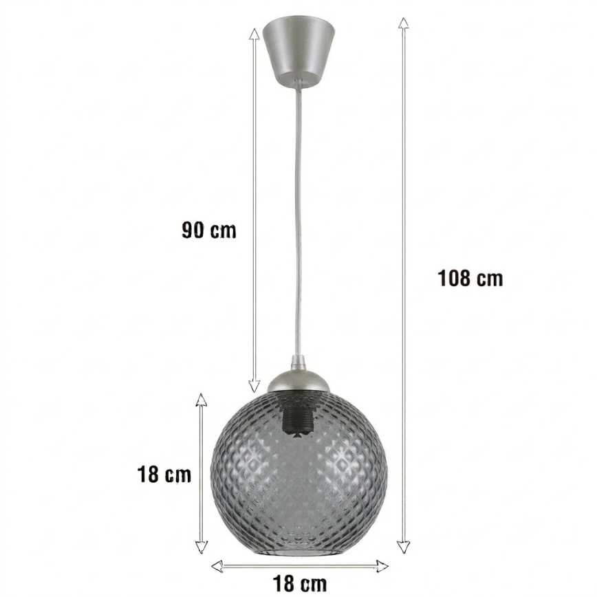 BRILAGI - LED-люстра на тросі RETRO GLASS 1xE27/60W/230V діаметр 18 см срібляста/димчасто-сіра