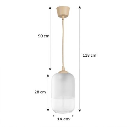 BRILAGI - LED-підвісна люстра RETRO GLASS 1xE27/60W/230V Ø 14 см бежевий/білий