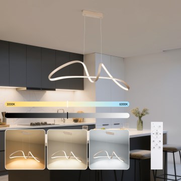 Brilagi - LED підвісна люстра з можливістю затемнення на тросі TWISTER LED/60W/230V 3000-6000K бежевого кольору + пульт дистанційного керування
