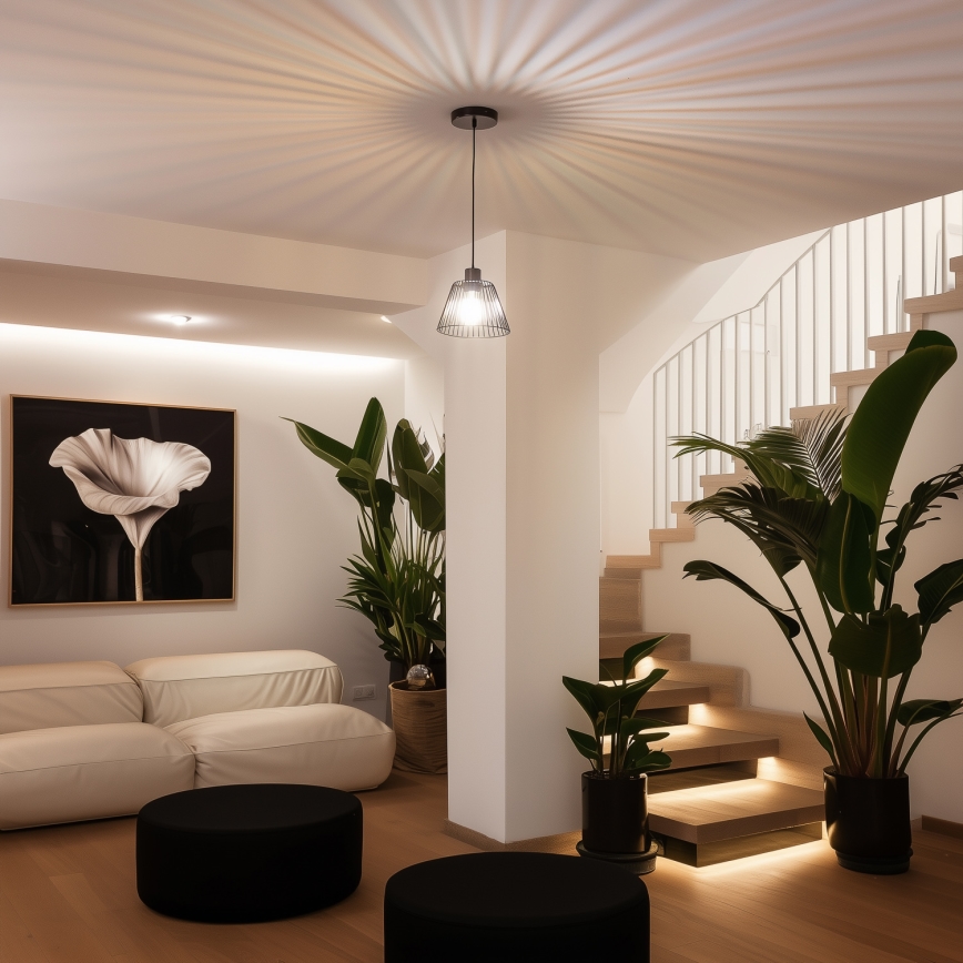 Brilagi - LED-підвісний світильник на тросі CERIA WIRE 1xE27/40W/230V, діаметр 21 см, чорний