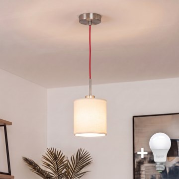 Brilagi - LED-підвісний світильник на тросі NUBILA 1xE27/60W/230V діам. 14 см червона/кремова
