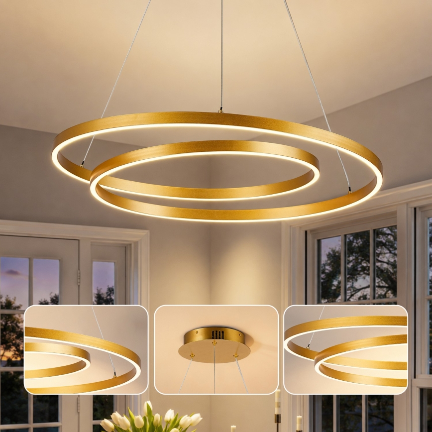 BRILAGI - LED-люстра з регулюванням яскравості на тросі TWISTER LED/75W/230V 3000-6000K, діаметр 70 cm, золота + пульт дистанційного керування