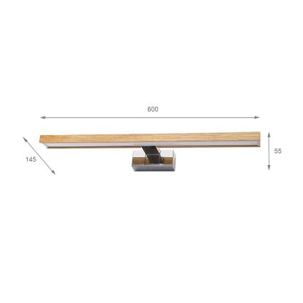 Brilagi - подсветка зеркала для ванной WOODY MIRROR 3 в 1 LED/12W/230V 60 cm IP44 глянцевый хром/дуб
