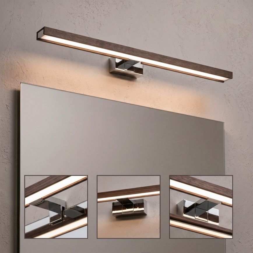 Brilagi - LED-освещение для зеркала ванной WOODY MIRROR 3в1 LED/12W/230V 60 см IP44 глянцевый хром/дуб-орех