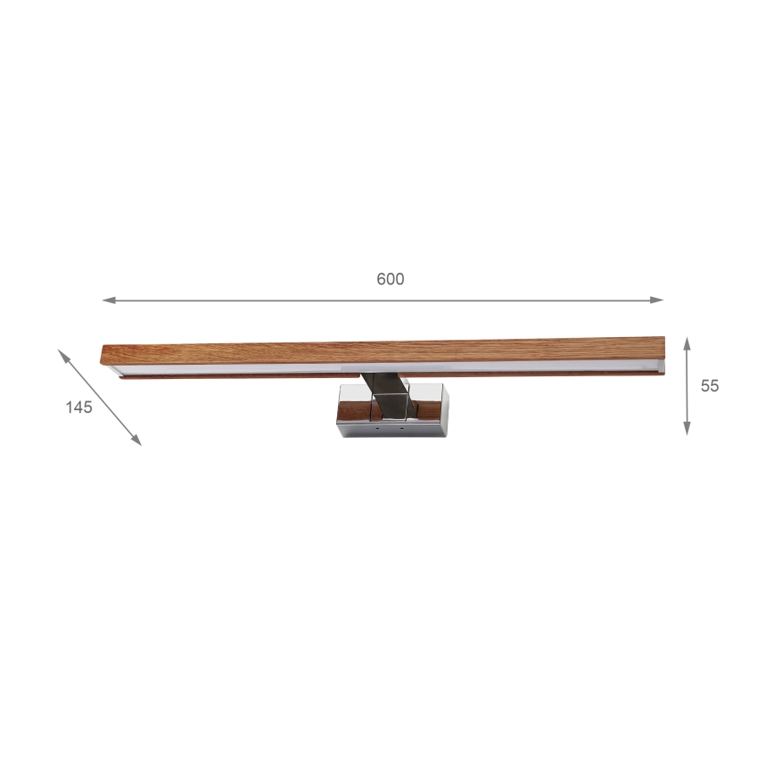 Brilagi - LED-освещение зеркала для ванной WOODY MIRROR 3 в 1 LED/12 Вт/230 В 60 см IP44 глянцевый хром/дуб вишня