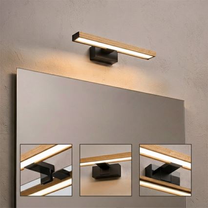 Brilagi - LED-освещение зеркала для ванной 3 в 1 WOODY MIRROR LED/8W/230V IP44 черный/дуб