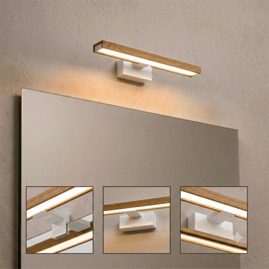Brilagi - LED-светильник для зеркала в ванной 3 в 1 WOODY MIRROR, LED/8W/230V, 40 см, IP44, белый/дуб