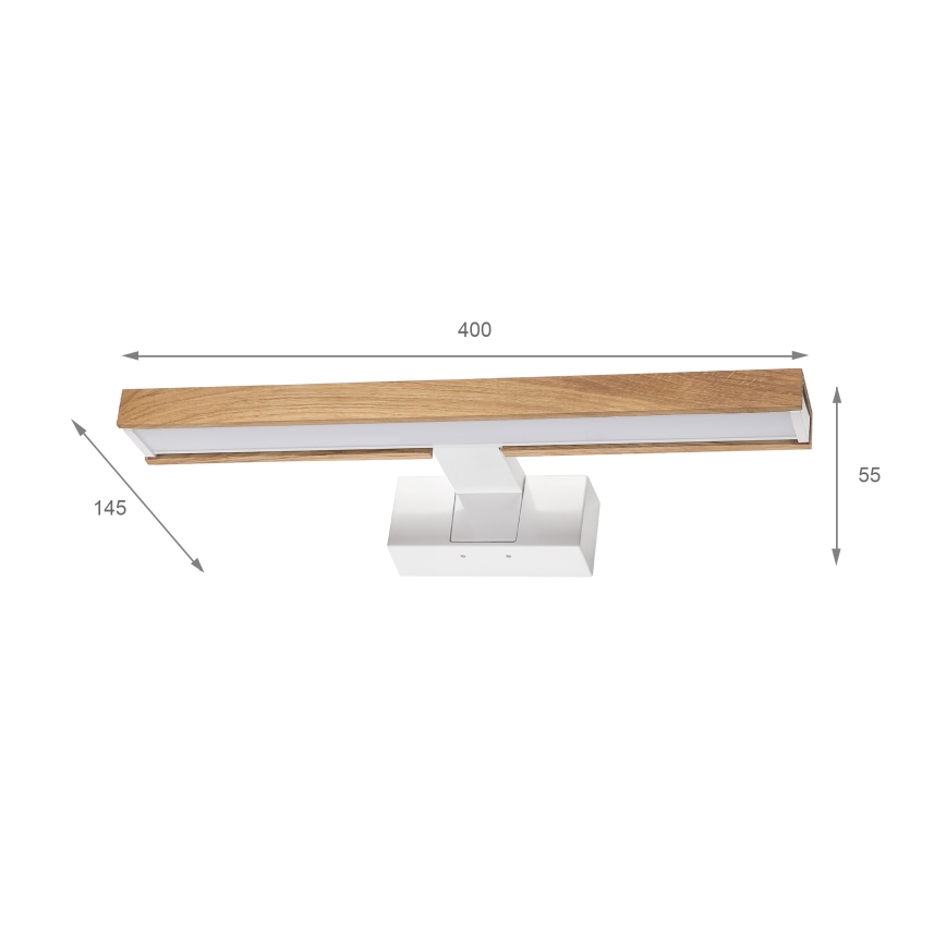 Brilagi - LED-светильник для зеркала в ванной 3 в 1 WOODY MIRROR, LED/8W/230V, 40 см, IP44, белый/дуб
