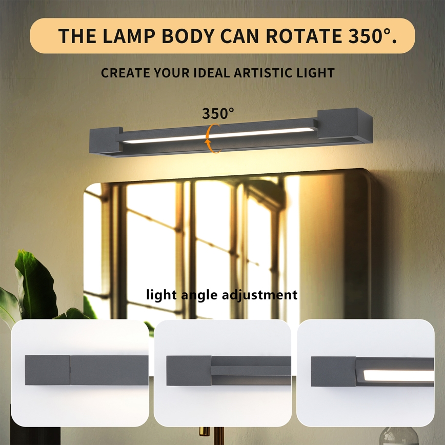 Brilagi - Светодиодный светильник для зеркала ванной комнаты AQUA LINE LED/12W/230V 45 cm IP44 антрацит CRI 90