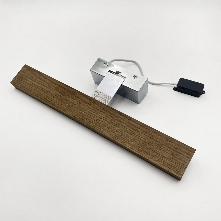 Brilagi - LED-освещение зеркала для ванной WOODY MIRROR 3 в 1, LED/8 Вт/230 В, 40 см, IP44, глянцевый хром/дуб-орех