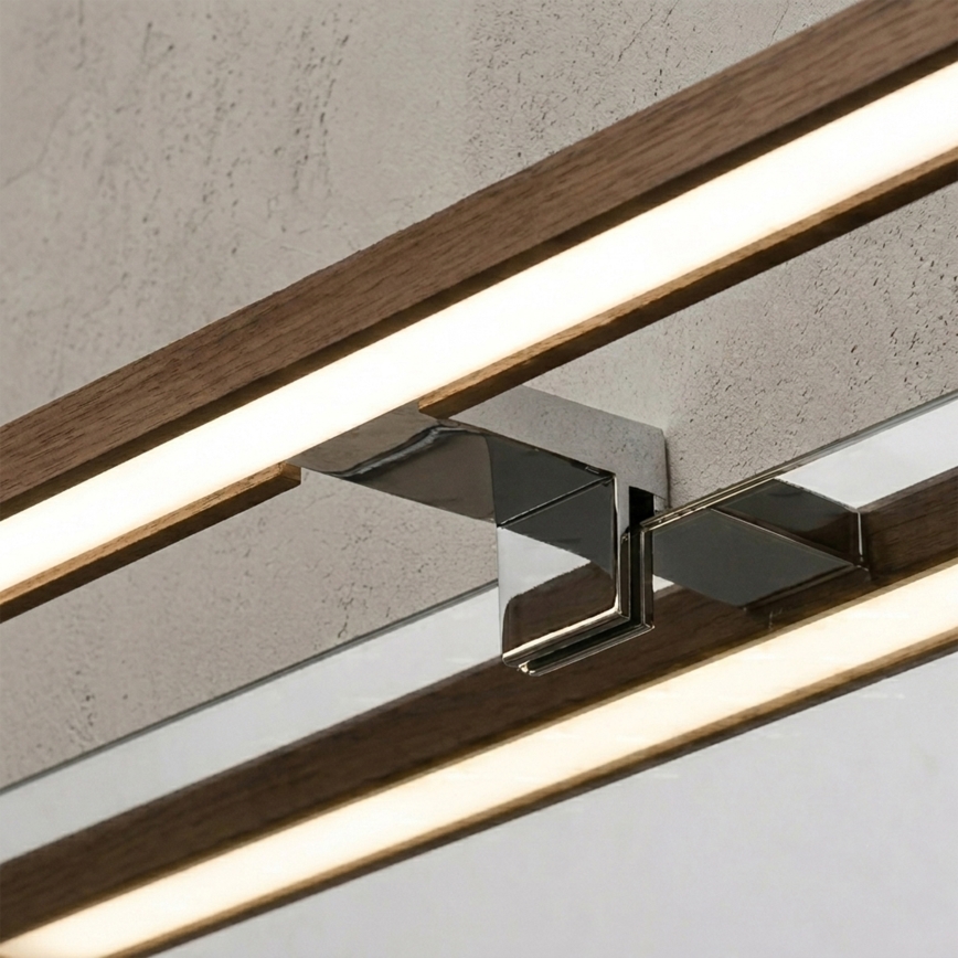 Brilagi - LED-освещение зеркала для ванной WOODY MIRROR 3 в 1, LED/8 Вт/230 В, 40 см, IP44, глянцевый хром/дуб-орех