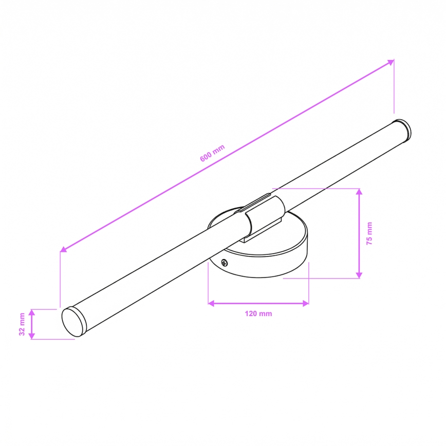 Brilagi - светодиодная подсветка зеркала для ванной LARA LED/10 Вт/230 В 60 см IP44 полированный хром