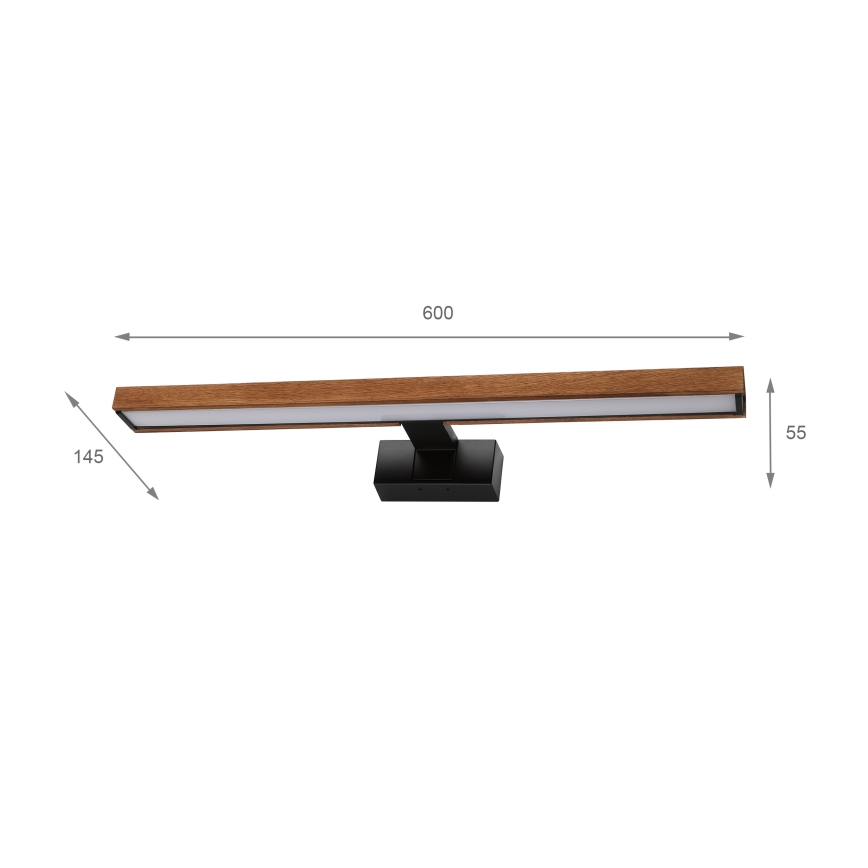 Brilagi - LED-подсветка зеркала для ванной WOODY MIRROR 3в1 LED/12W/230V 60 см IP44 чёрный/дуб вишня