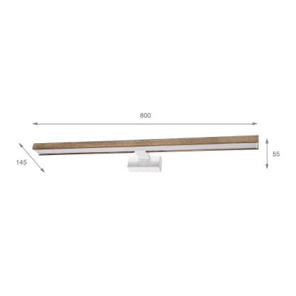 Brilagi - LED-освещение зеркала для ванной WOODY MIRROR 3 в 1 LED/15W/230V 80 см IP44 белый/дуб орех