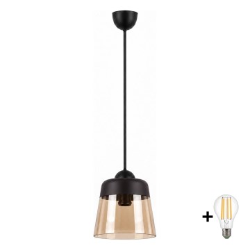 BRILAGI - LED-подвес на шнуре RETRO GLASS 1xE27/60W/230V диам. 15,5 cm черный/дымчато-бежевый