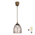 BRILAGI - LED-подвес на тросе RETRO GLASS 1xE27/60W/230V, диам. 17 см, коричневый/дымчато-бежевый