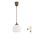 BRILAGI - LED-подвес на тросе RETRO GLASS 1xE27/60W/230V Ø 20 см коричневый/белый